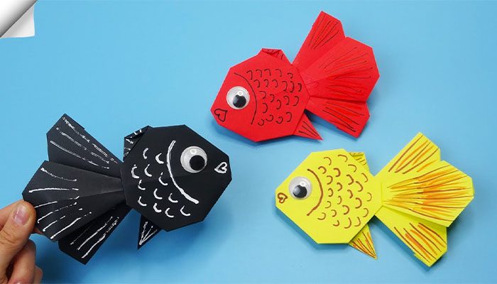 آموزش کاردستی ساده برای مدرسه 9 ساخت ماهی کاغذی